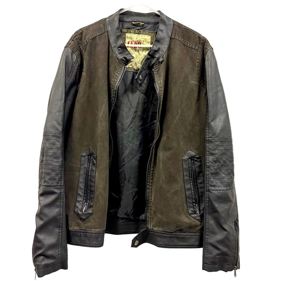 ZERO Canvas and Vegan Leather Varsity Style Bomber Jacket Zip Up Men’s Large - Picture 3 of 10